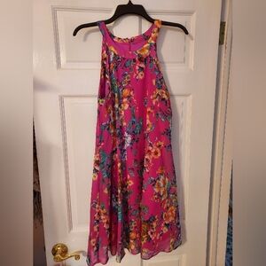 Betsey Johnson Summer halter swing dress, vibrant colors, pinks size 10